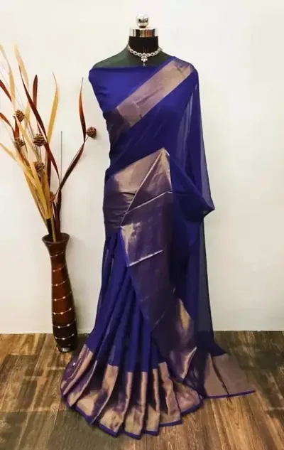 Ruhab's Women Chiffon Daily Wear Woven Design Saree With Unstitched BlouseRegal Artistry |