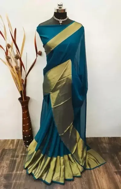 New Chiffon Saree With Zari Patta Saree