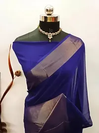 New Chiffon Saree With Gold Zari Patta Saree-thumb1