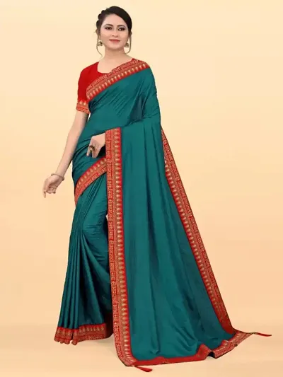 New Art Silk Saree With Lace Brodar