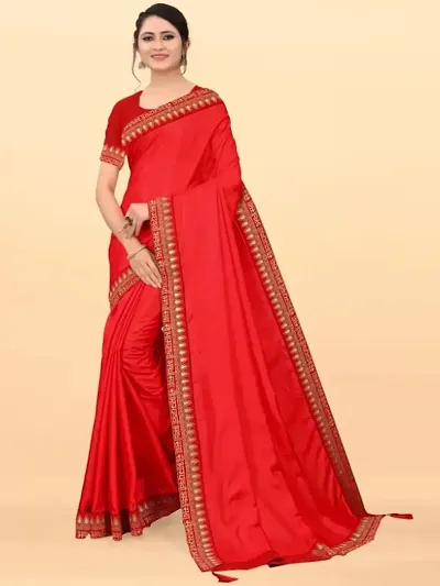 Saubhagyavati Vichitra Silk Zari Lace Border Sarees with Blouse Piece