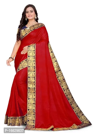 Vichitra Silk Jacquard Lace Border Sarees with Blouse Piece