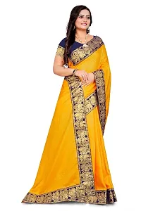 Vichitra Silk Jacquard Lace Border Sarees with Blouse Piece-thumb1