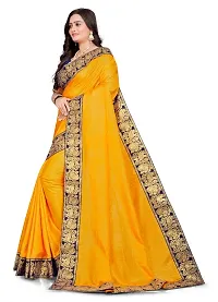 Vichitra Silk Jacquard Lace Border Sarees with Blouse Piece-thumb2