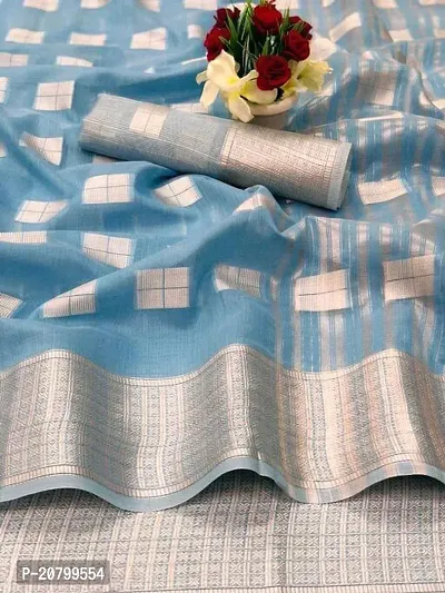 New Fancy Linen Blend Saree With Blouse