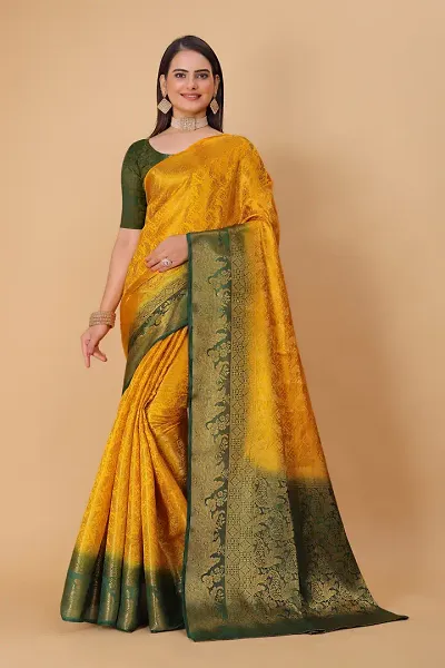 Kanjeevaram Art Silk Jacquard Sarees with Blouse Piece