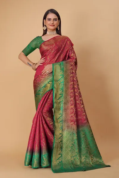 Kanjeevaram Style Art Silk Jacquard Sarees with Blouse Piece