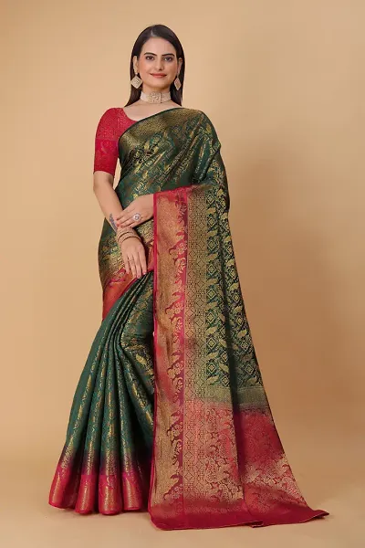 Kanjeevaram Style Art Silk Jacquard Sarees with Blouse Piece