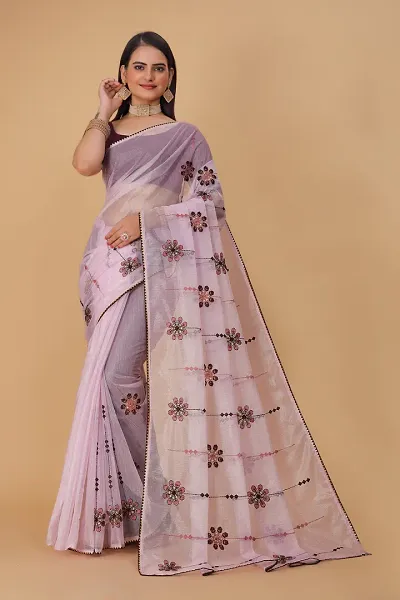 Fancy Organza Embroidery Work Saree with Blouse