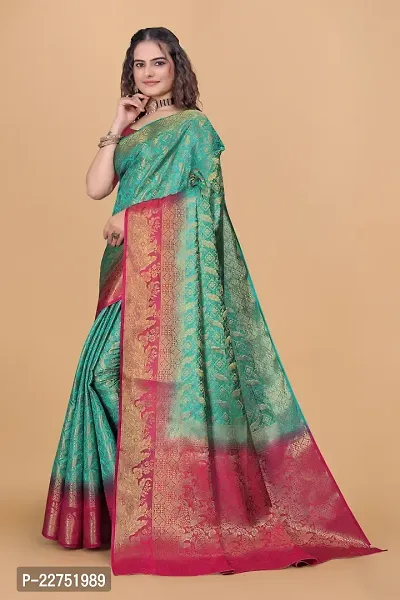 Kanjeevaram Art Silk Jacquard Sarees with Blouse Piece-thumb2