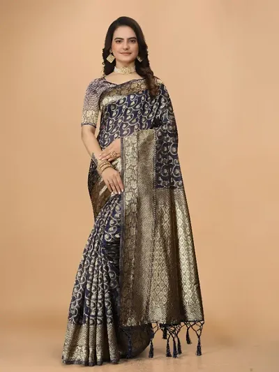 Organza Jacquard Weaving Sarees with Blouse Piece