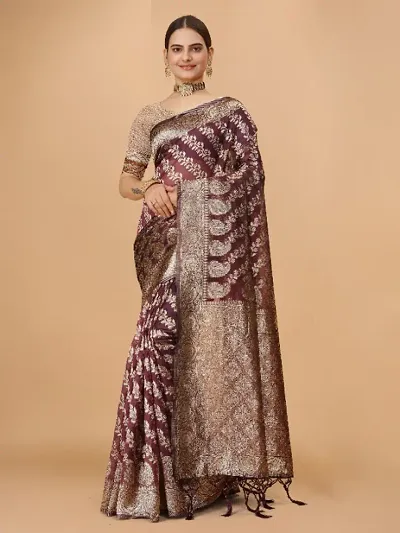 Organza Jacquard Weaving Sarees with Blouse Piece