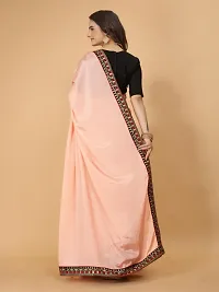 Chinon Silk Embroidered Lace Border Sarees with Embroidered Blouse Piece-thumb3