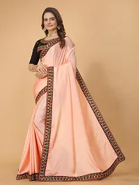 Chinon Silk Embroidered Lace Border Sarees with Embroidered Blouse Piece-thumb2