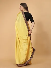 Chinon Silk Embroidered Lace Border Sarees with Embroidered Blouse Piece-thumb1