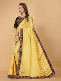 Chinon Silk Embroidered Lace Border Sarees with Embroidered Blouse Piece-thumb2