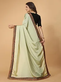 Chinon Silk Embroidered Lace Border Sarees with Embroidered Blouse Piece-thumb3