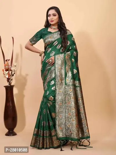 Kanjeevaram Silk Zari Weaving Jacquard Sarees with Blouse Piece