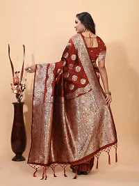 Kanjeevaram Silk Zari Weaving Jacquard Sarees with Blouse Piece-thumb2