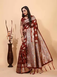 Kanjeevaram Silk Zari Weaving Jacquard Sarees with Blouse Piece-thumb1