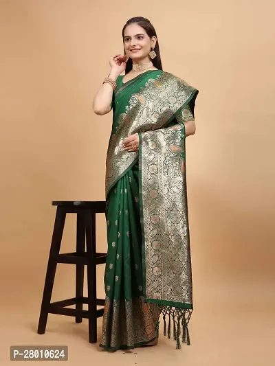Kanjeevaram Silk Zari Weaving Jacquard Sarees with Blouse Piece-thumb5