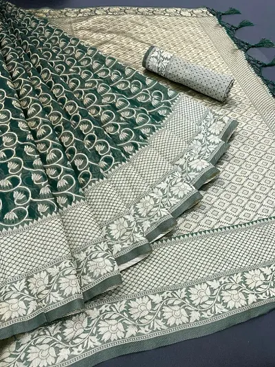 Organza Zari Weaving Jacquard Sarees with Blouse Piece