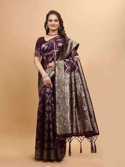 Kanjeevaram Silk Zari Weaving Jacquard Sarees with Blouse Piece