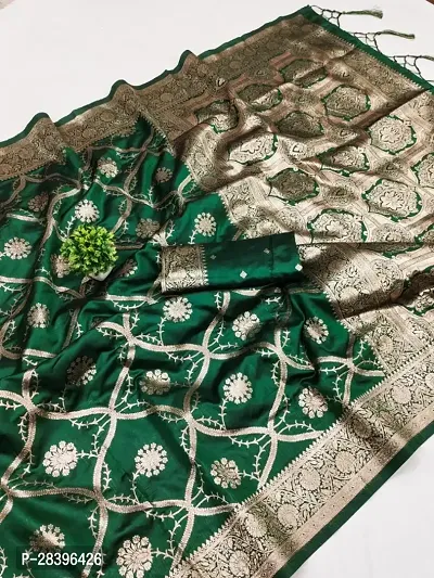 Kanjeevaram Silk Zari Weaving Jacquard Sarees with Blouse Piece-thumb0