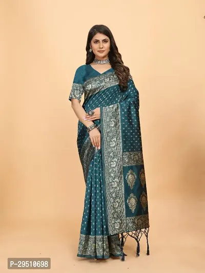 Kanjeevaram Silk Zari Weaving Jacquard Sarees with Blouse Piece