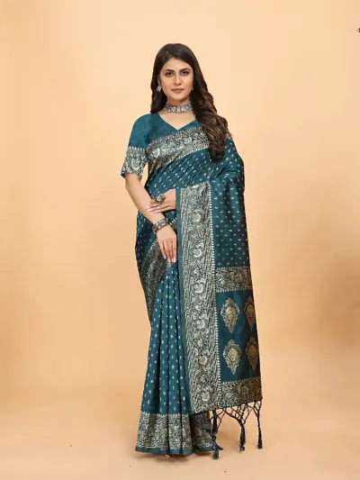 Kanjeevaram Silk Zari Weaving Jacquard Sarees with Blouse Piece