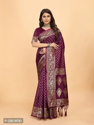 Kanjeevaram Silk Zari Weaving Jacquard Sarees with Blouse Piece