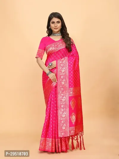 Kanjeevaram Silk Zari Weaving Jacquard Sarees with Blouse Piece