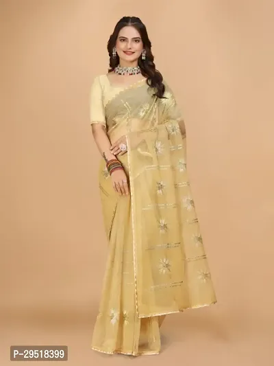 Organza Embroidered Lace Border Sarees with Blouse Piece