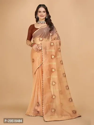 Organza Embroidered Lace Border Sarees with Blouse Piece