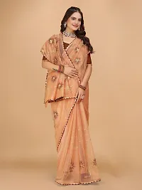 Organza Embroidered Lace Border Sarees with Blouse Piece-thumb1