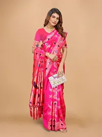 Kanjeevaram Silk Zari Weaving Jacquard Sarees with Blouse Piece-thumb2