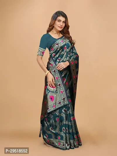 Kanjeevaram Silk Zari Weaving Jacquard Sarees with Blouse Piece-thumb2