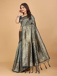 Kanjeevaram Silk Zari Weaving Jacquard Sarees with Blouse Piece-thumb2