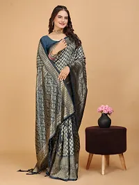 Kanjeevaram Silk Zari Weaving Jacquard Sarees with Blouse Piece-thumb3