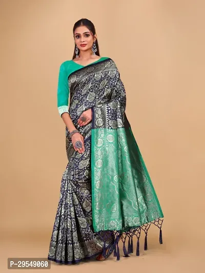 Kanjeevaram Silk Zari Weaving Jacquard Sarees with Blouse Piece