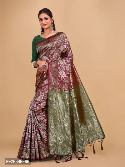 Kanjeevaram Silk Zari Weaving Jacquard Sarees with Blouse Piece