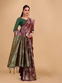 Kanjeevaram Silk Zari Weaving Jacquard Sarees with Blouse Piece-thumb2