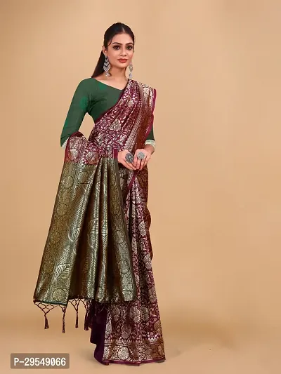 Kanjeevaram Silk Zari Weaving Jacquard Sarees with Blouse Piece-thumb3