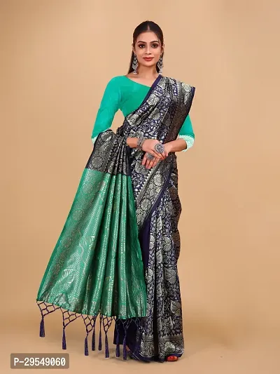 Kanjeevaram Silk Zari Weaving Jacquard Sarees with Blouse Piece-thumb2