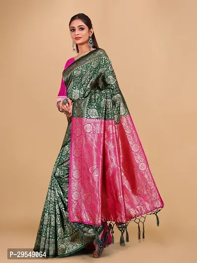 Kanjeevaram Silk Zari Weaving Jacquard Sarees with Blouse Piece-thumb3