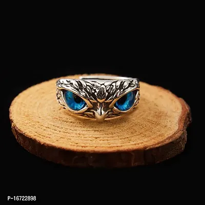 Blue Silver Coated Owl Ring For Men  Women Pack Of 1-thumb3