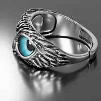 Blue Silver Coated Owl Ring For Men  Women Pack Of 1-thumb3