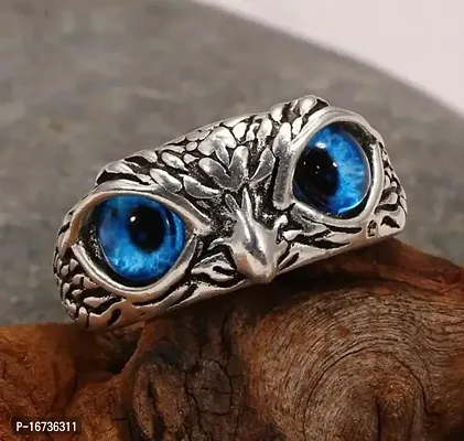 Blue Demon Eyes Owl ring High silver plating owl ring-thumb0