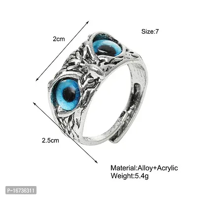 Blue Demon Eyes Owl ring High silver plating owl ring-thumb5