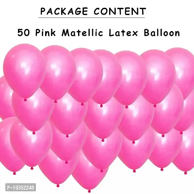 pink metallic balloon  kids theme matallic balloons + manual balloon pump 50 pcs balloon with 1 pcs free hand balloon pump-thumb2